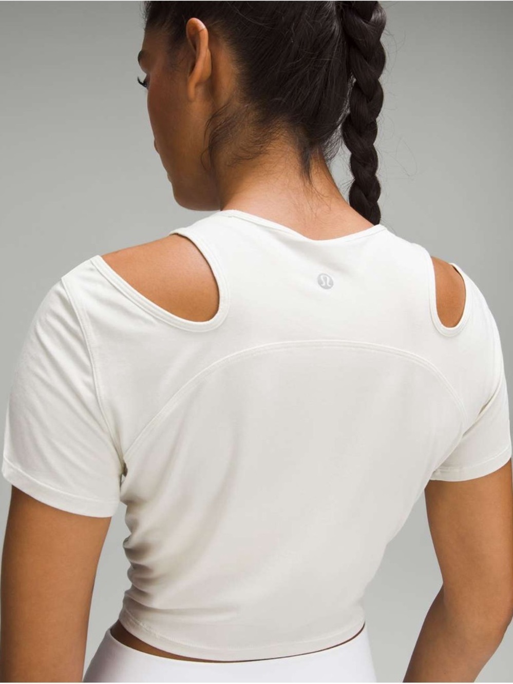 NWT Lululemon Shoulder Cut Out Yoga T Shirt Bone Size 12 Activewear Athleisure - Picture 4 of 11